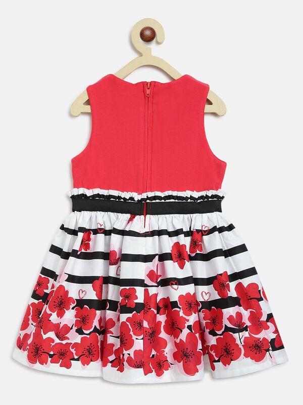 Red And White Sleeveless Dress image number null