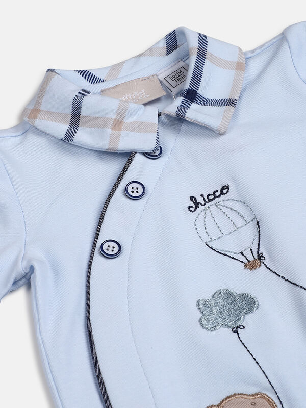 Boys Light Blue Front Opening Babysuit image number null