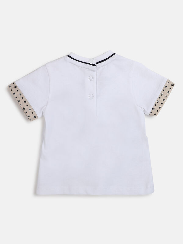 Boys White Short Sleeve Knitted T- Shirt image number 1
