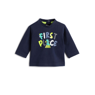 Boys Dark Blue Graphic Printed Long Sleeve T- Shirt