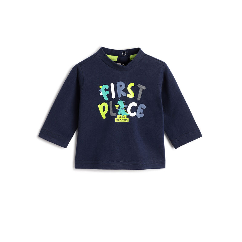 Boys Dark Blue Graphic Printed Long Sleeve T- Shirt image number 0
