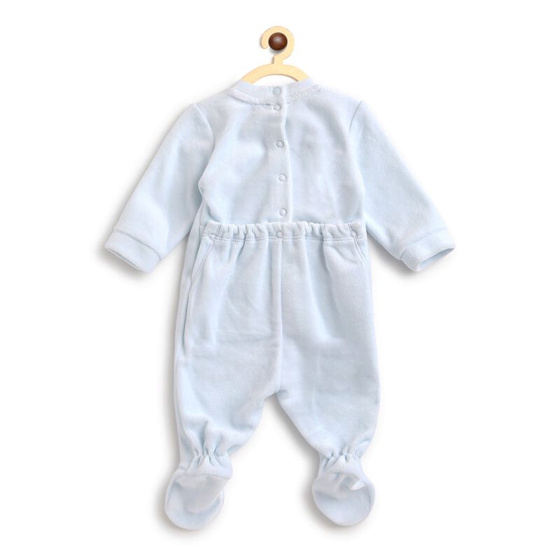Infants Velour Nappy Opening Babysuit image number null