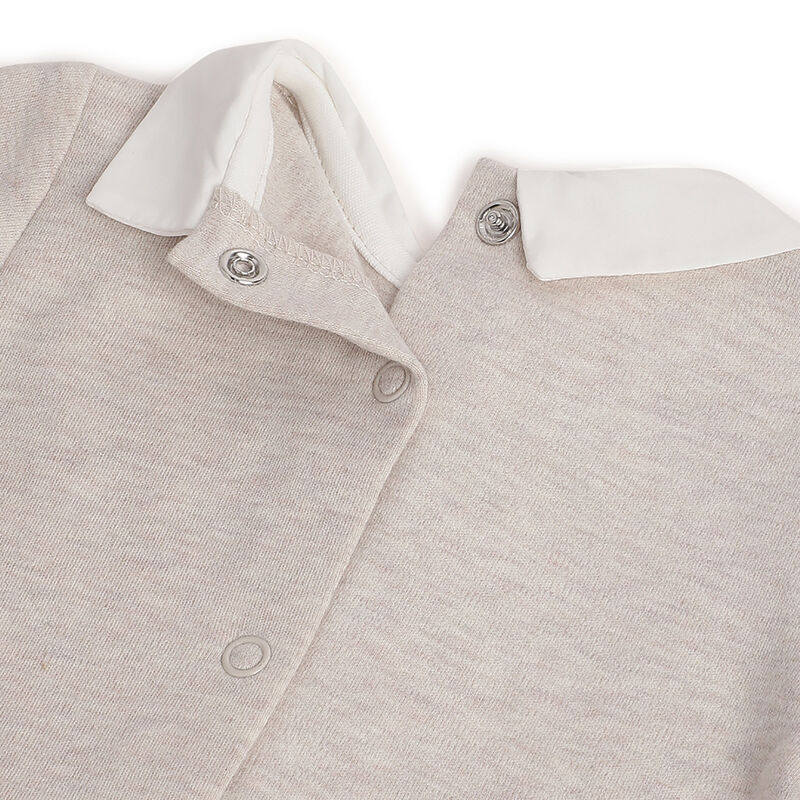Boys Beige Colorblocked Leg Opening Babysuit image number 3