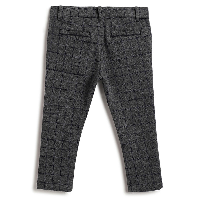 Boys Dark Grey Checked Trousers image number 1