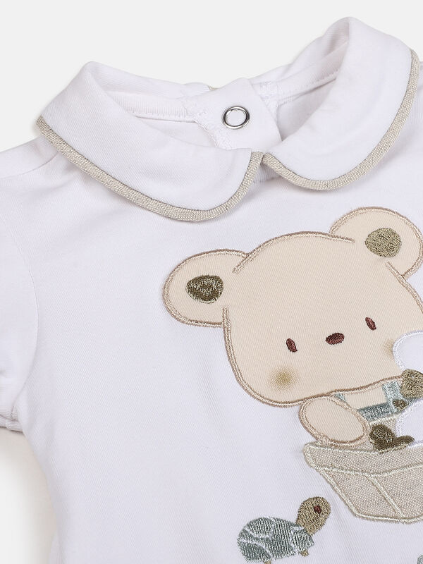 Infant White Nappy Opening Babysuit image number null