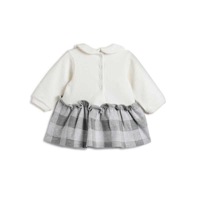 Girls White and Grey Embellished Long Sleeve Dress image number 1