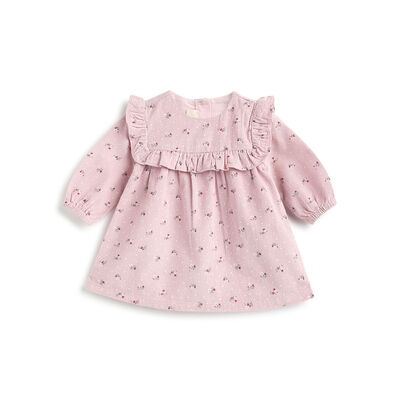 Girls Light Pink Floral Printed Long Sleeve Dress