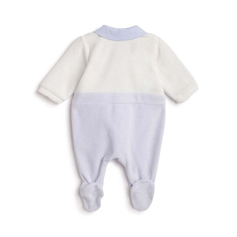 Boys Light Blue Self Design Front Opening Babysuit image number 1