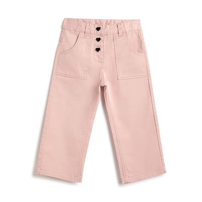 Girls Medium Pink Solid Trousers