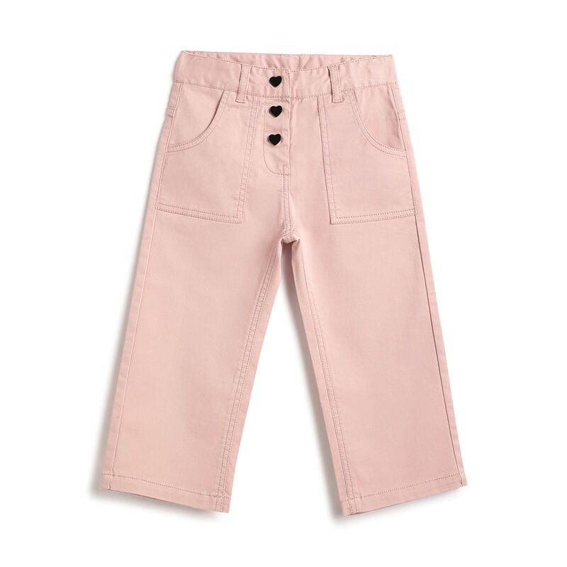 Girls Medium Pink Solid Trousers image number 0