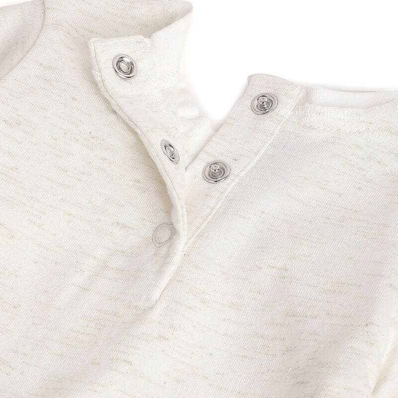 Girls White and Beige Embellished T-shirt with Long Trouser image number 5