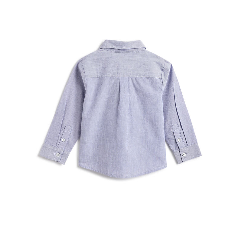 Boys Blue Solid Long Sleeve Shirt image number 1