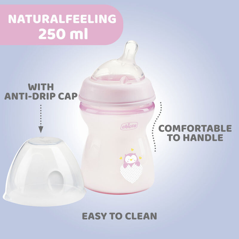 Natural Feeling Feeding Bottle (250ml, Slow) (Pink) image number 3
