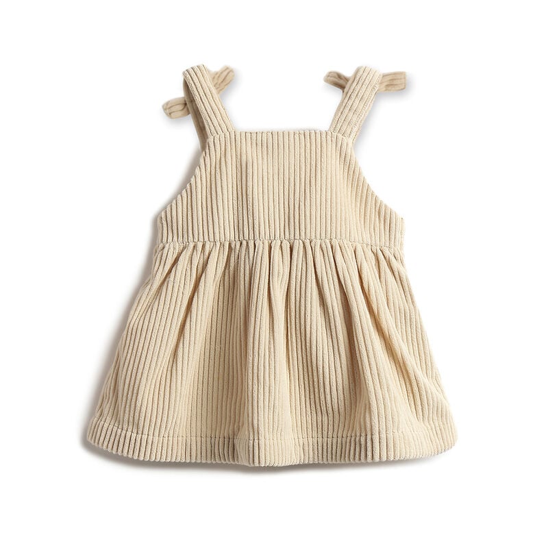 Girls Beige Solid Overall Skirt image number 1