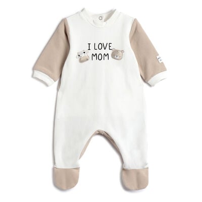 Infants White Typography Printed Nappy opening Babysuit