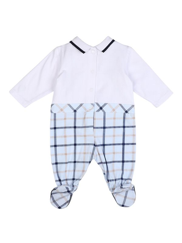Boys Light Blue Leg Opening Baby Suit image number 1