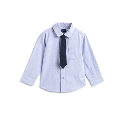 Boys Blue Solid Long Sleeve Shirt