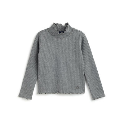 Girls Medium Grey Solid Long Sleeve T- Shirt