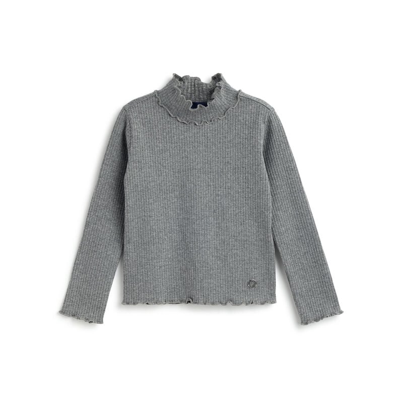 Girls Medium Grey Solid Long Sleeve T- Shirt image number 0
