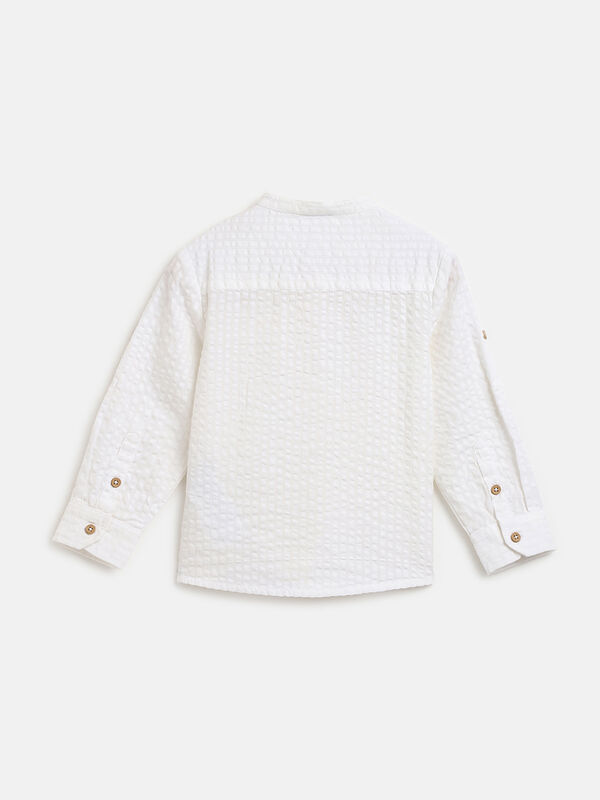 Boys White Long Sleeve Woven Shirt image number null