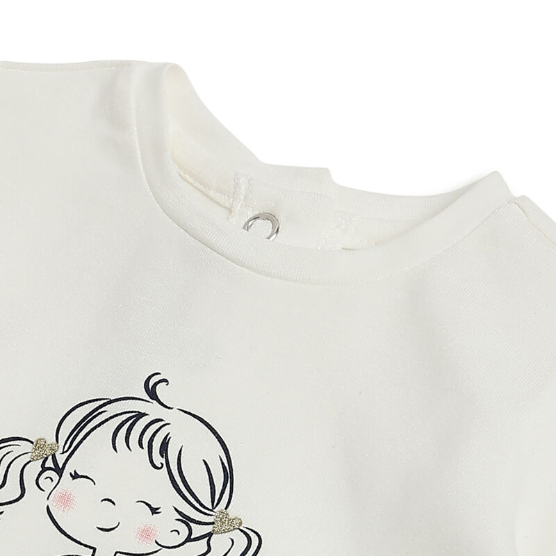Girls White Printed Long Sleeve T- Shirt image number 2