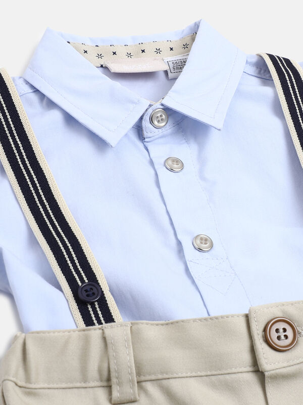 Boys Solid Medium Natural Shirt with Short Trouser image number null