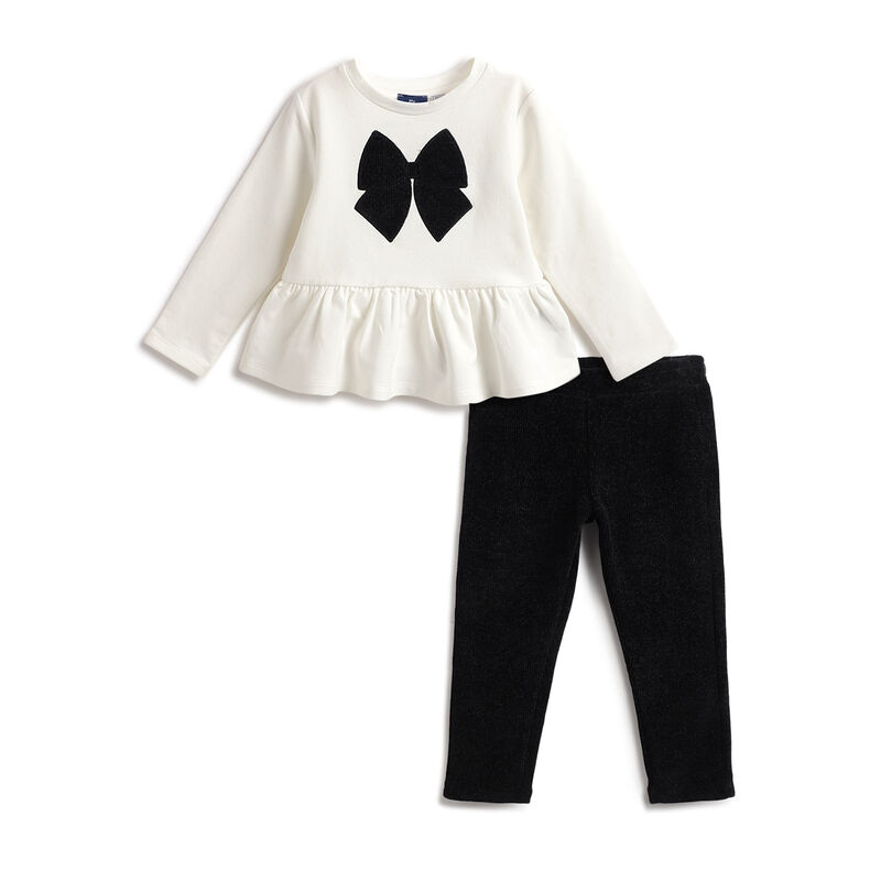 Girls White Top with Black  Legging image number 0