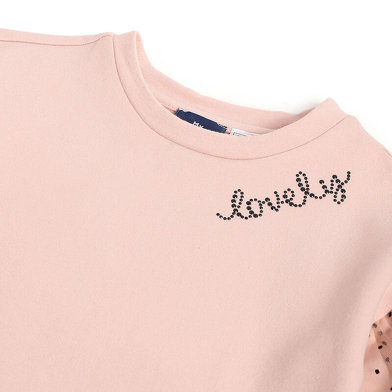 Girls Medium Pink Polka Dot Long Sleeve Dress image number 2