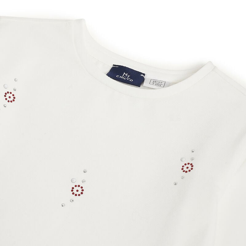 Girls White Embellished Long Sleeve T- Shirt image number 2