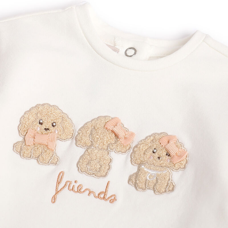 Girls Applique Sweatshirt with Self Designed Trouser image number 4