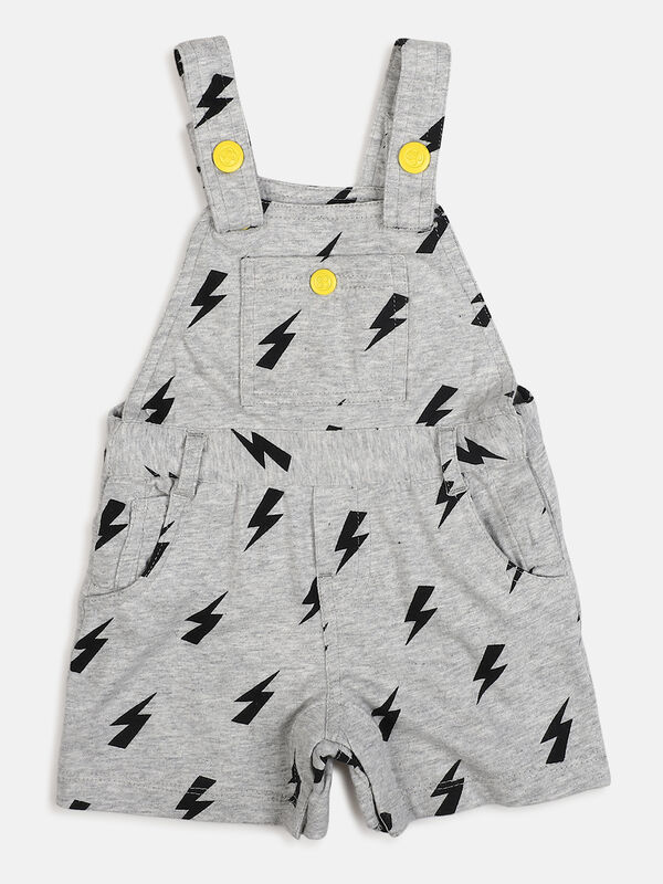 Boys Medium Grey Knitted Short Dungaree image number null