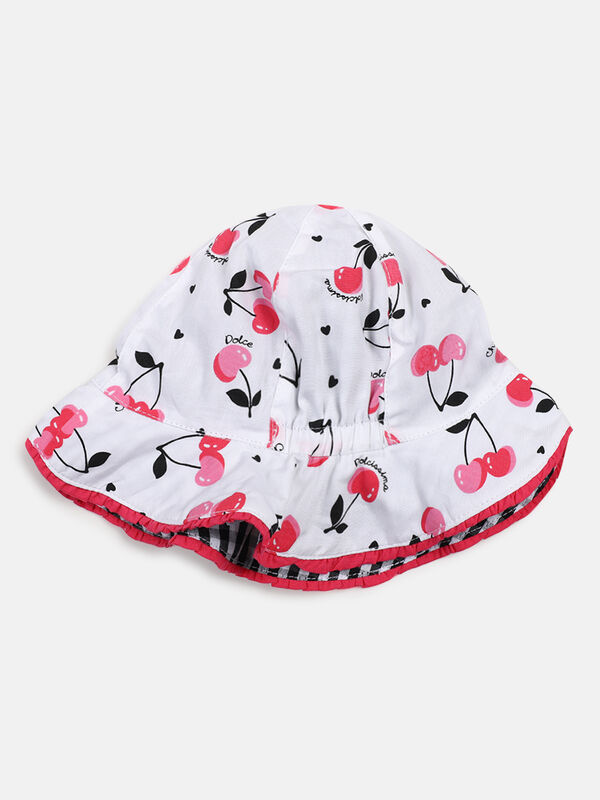 Girls White & Pink Reversible Hat image number null