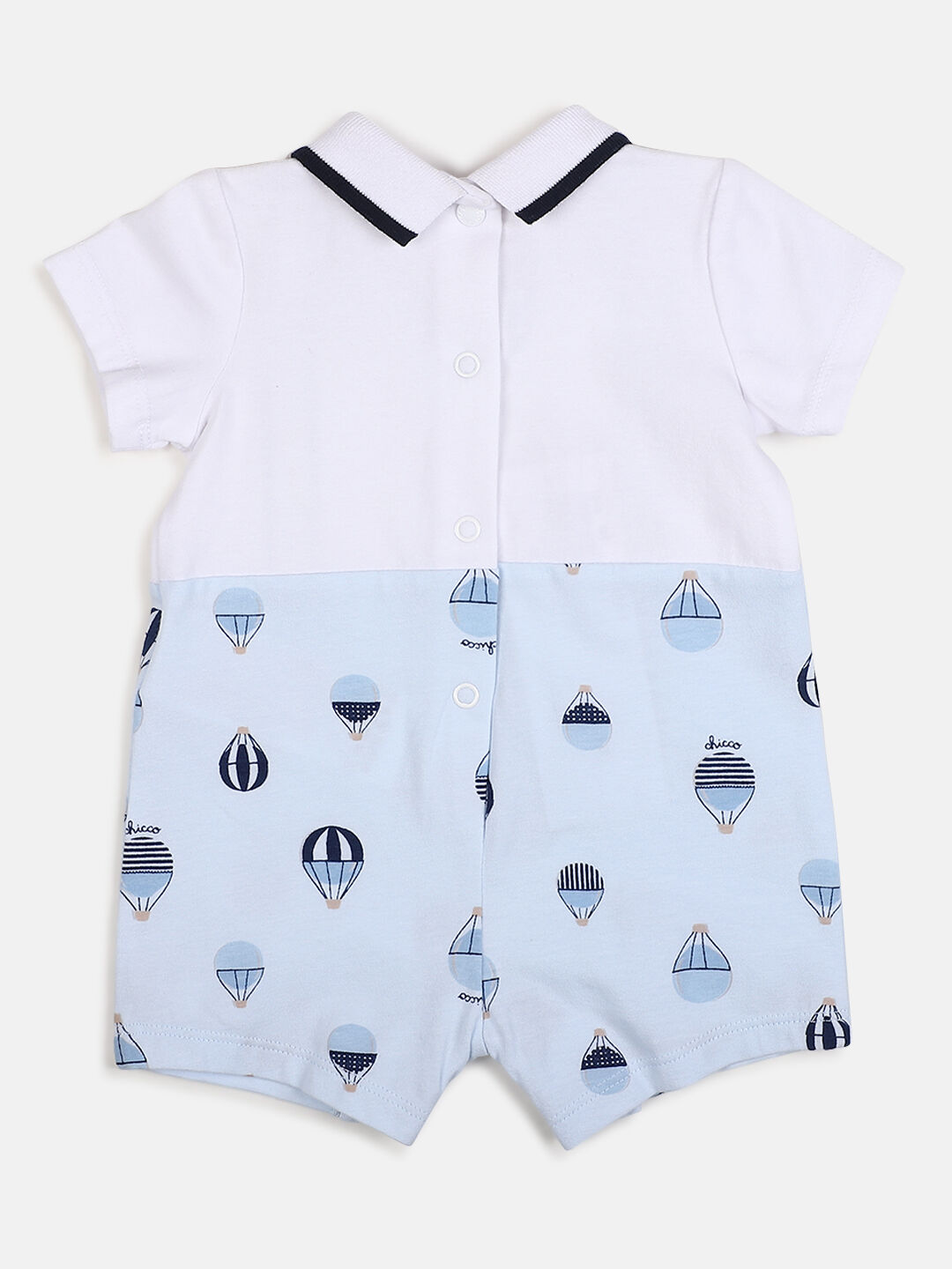 Shop Online Boys White Light Blue Short Sleeve Knitted Romper