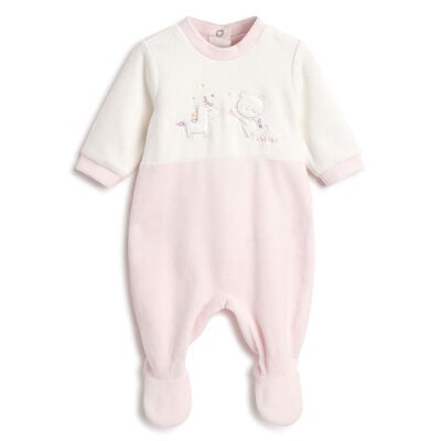 Girls Light Pink Embroidered Nappy opening Babysuit