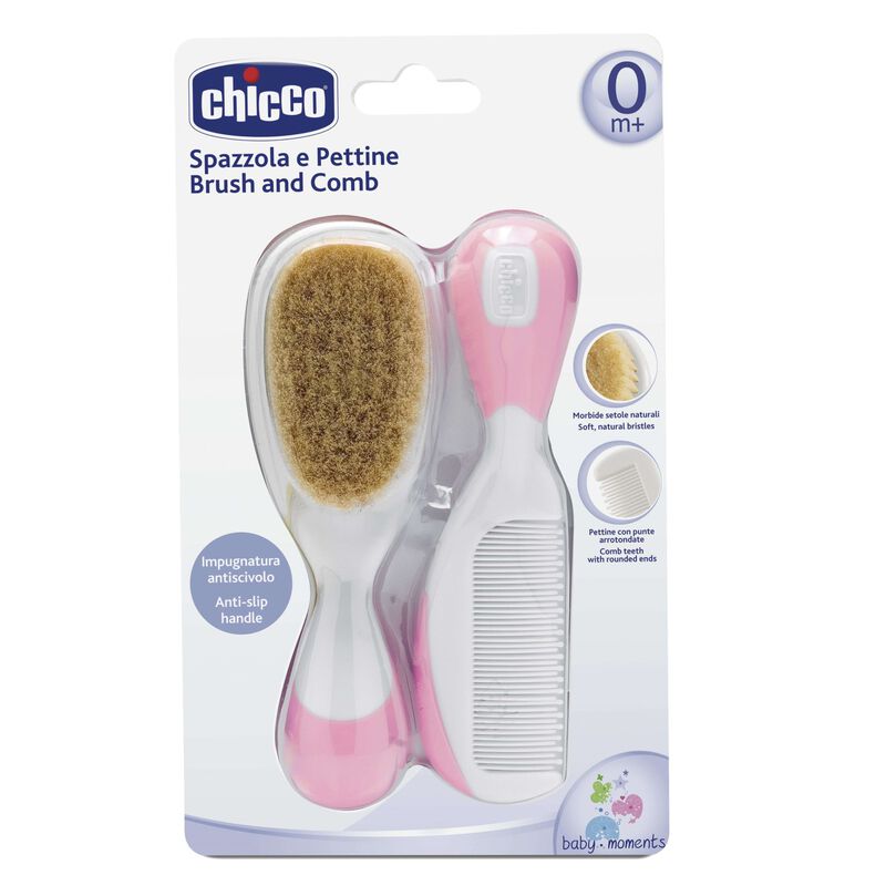Combo- Brush and Comb Pink + Baby Nail Scissors Pink image number null