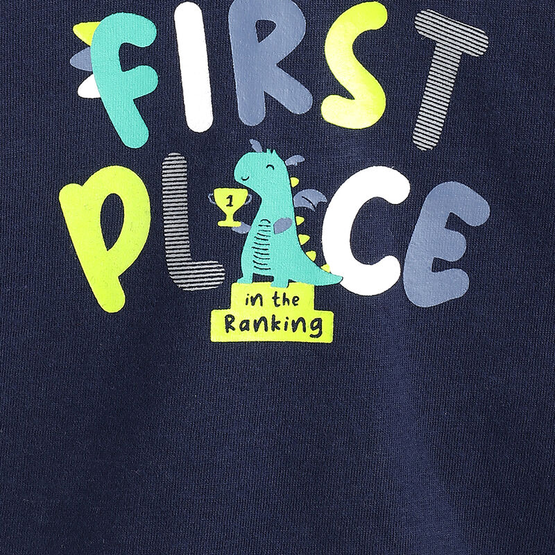 Boys Dark Blue Graphic Printed Long Sleeve T- Shirt image number 4