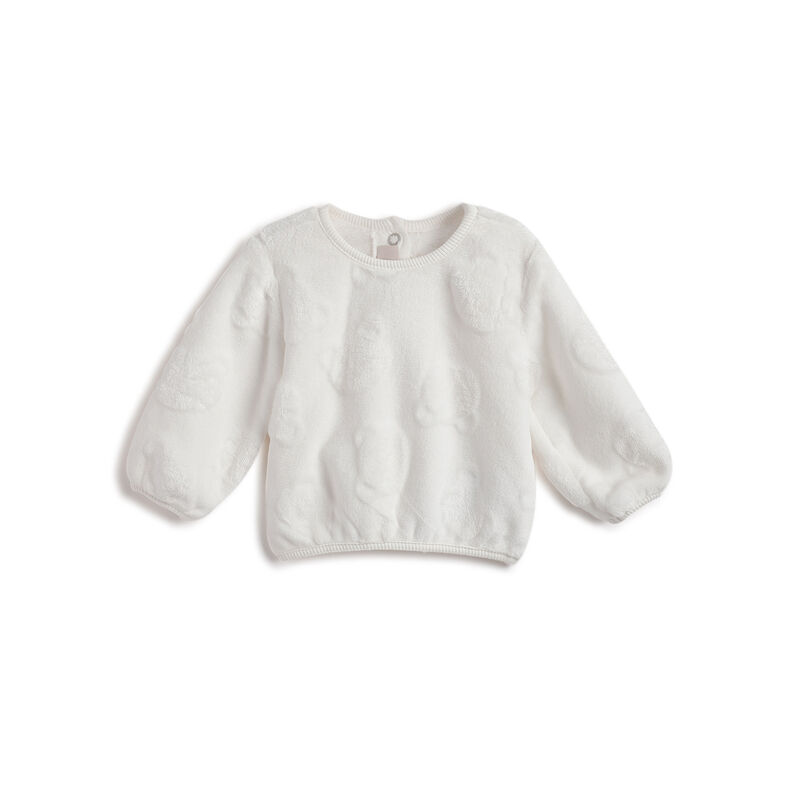 Girls White Self Design Sweatshirt image number 0
