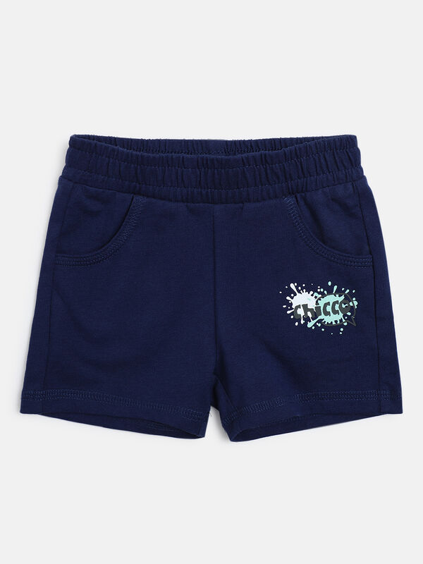Boys White & Blue Printed T-Shirt with Short Pants image number null