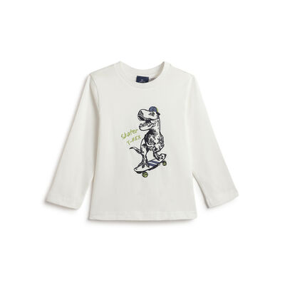 Boys White Graphic Printed Long Sleeve T- Shirt