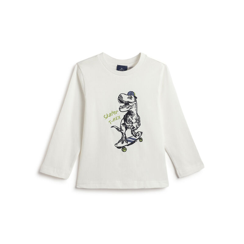 Boys White Graphic Printed Long Sleeve T- Shirt image number 0