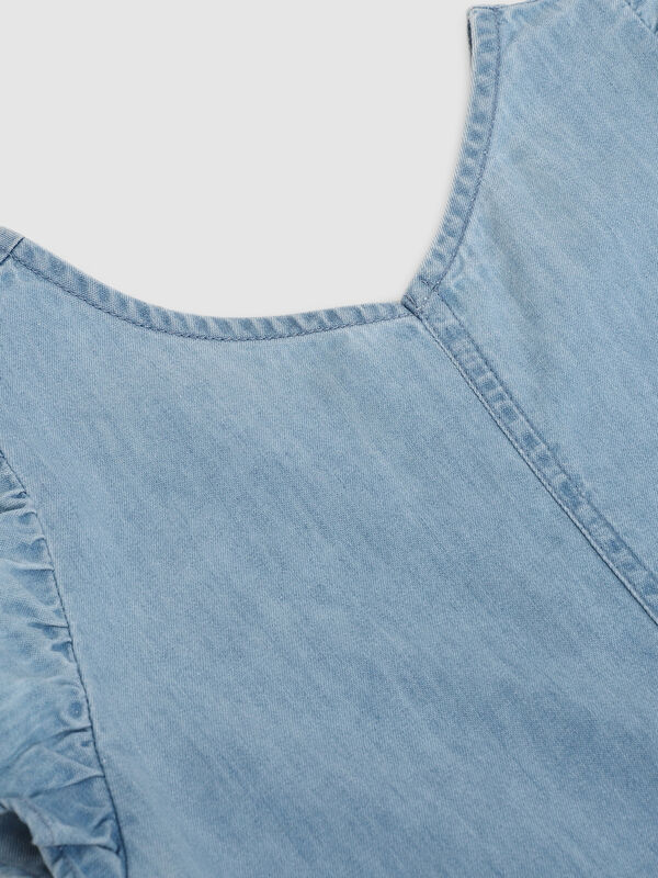 Girls Medium Blue Short Dungaree image number null