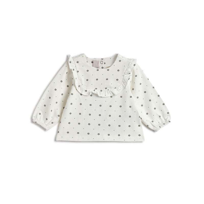 Girls White Floral Printed Long Sleeve T- Shirt image number 0