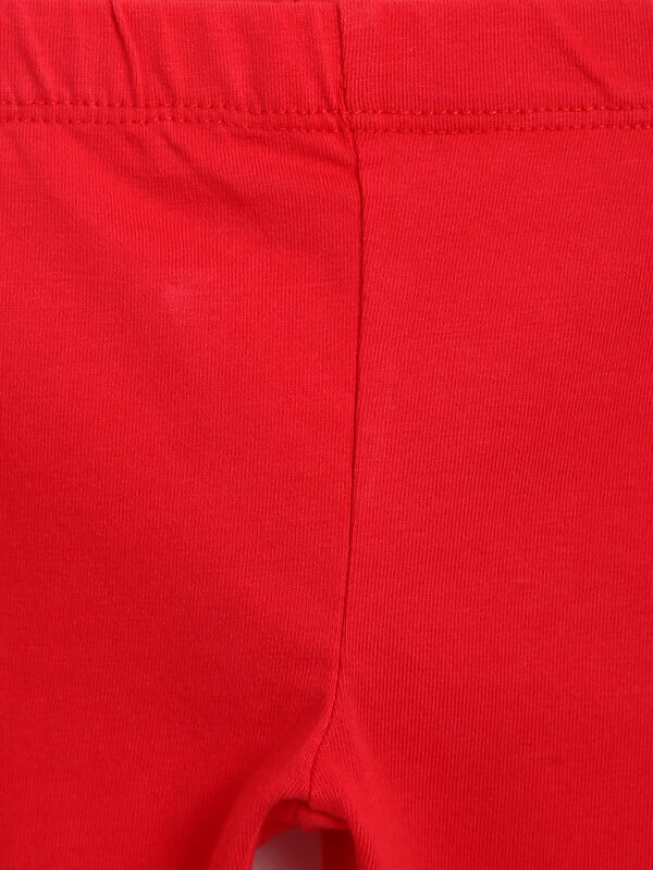 Girls Medium Red Knitted Leggings image number null