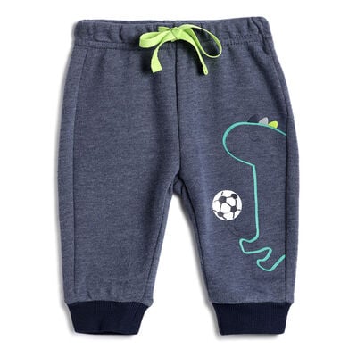 Boys Medium Blue Printed Joggers