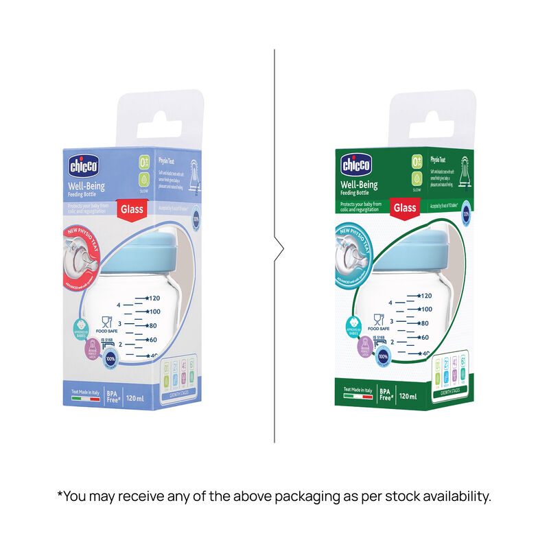 Well-Being Glass Feeding Bottle (120ml, Slow Flow) (Blue) image number 6