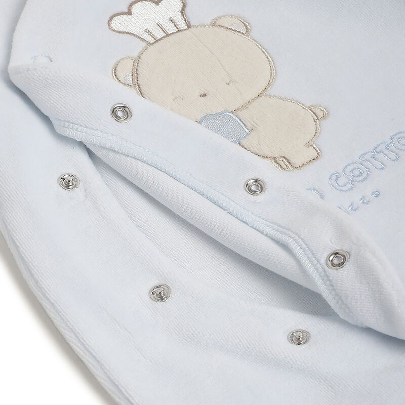 Boys Light Blue Applique Front Opening Babysuit image number 3