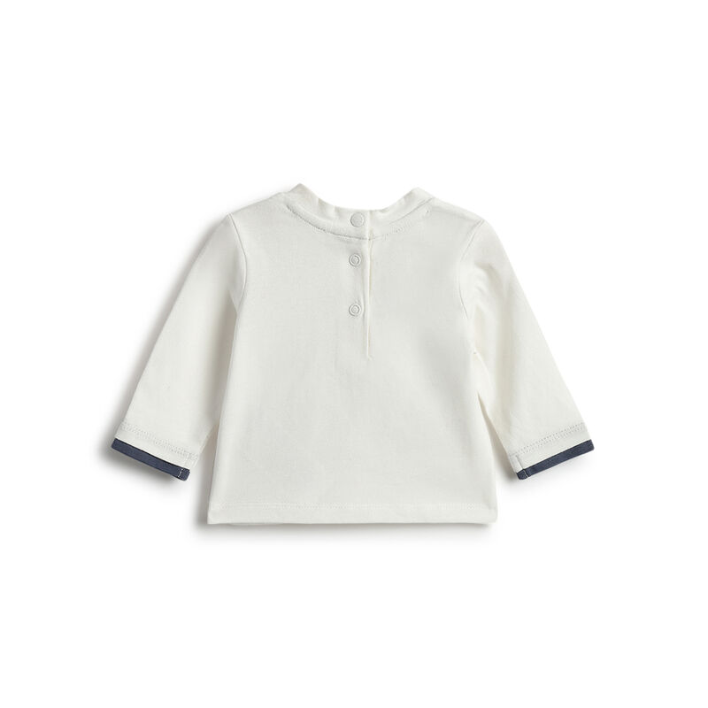 Boys White Self Designed T Shirt with Trousers image number 1