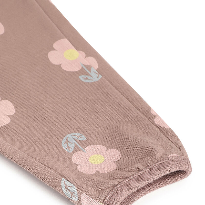 Girls Brown Floral Printed Joggers image number 3