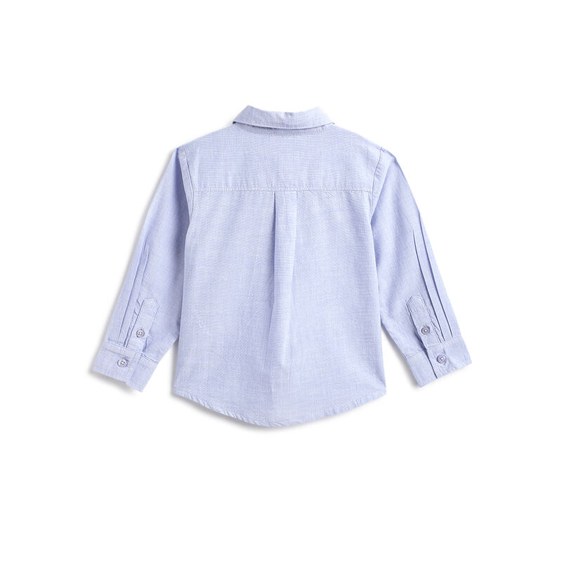 Boys Blue Solid Long Sleeve Shirt image number 1