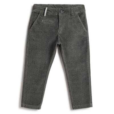 Boys Medium Grey Solid Trousers